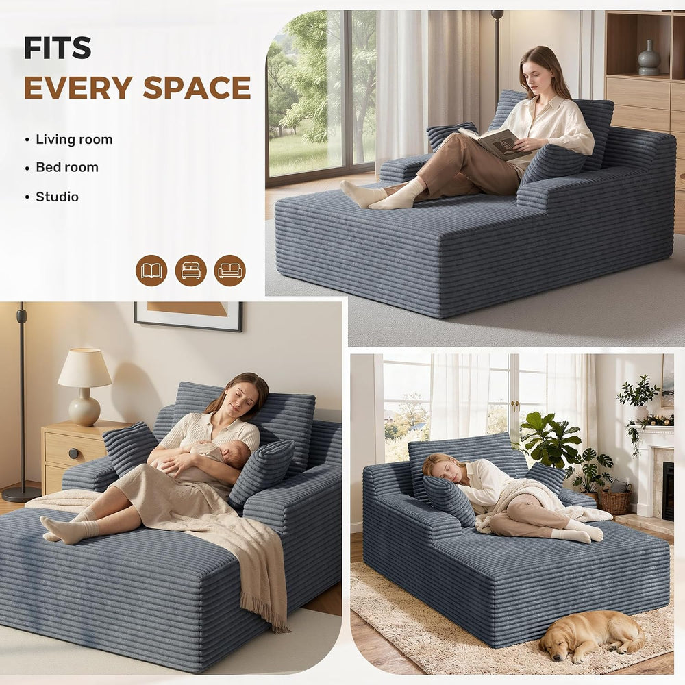 Nebuaegis 51'' Boneless Oversized Chaise Lounge Chair Indoor, Grey
