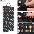 PACMAXI Hanging Brooch Pin Organizer, Display Pins Storage Case, Brooch Collection Storage Holder, Holds Up to 96 Pins.(Not Include Any Accessories) (M-170 Slots, Dark gray, Medium)