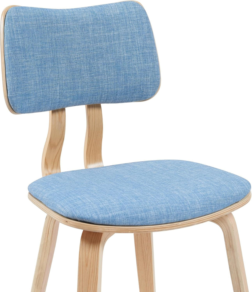 Armen Living Jaguar Mid-Century Dining Chair with Light Blue Fabric Upholster...