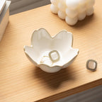 Flower Ring Holder Dish, Ceramic Jewelry Tray, Small Trinket Dish | Jewelry plate bowl works as a cute ring holder dish, adding aesthetic room decor and Christmas birthday gifts for women.