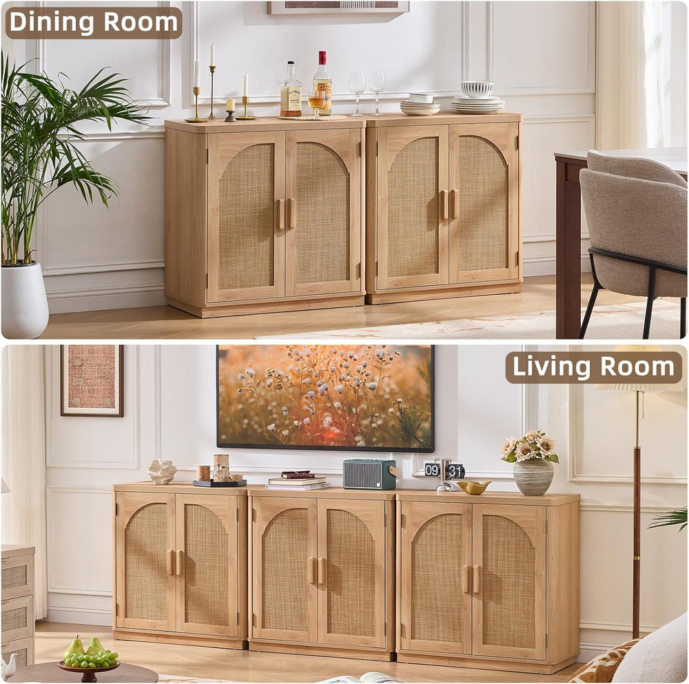 LEYAOYAO Rattan Sideboard Buffet Cabinet with Storage, 31.5" Coffee Bar ...