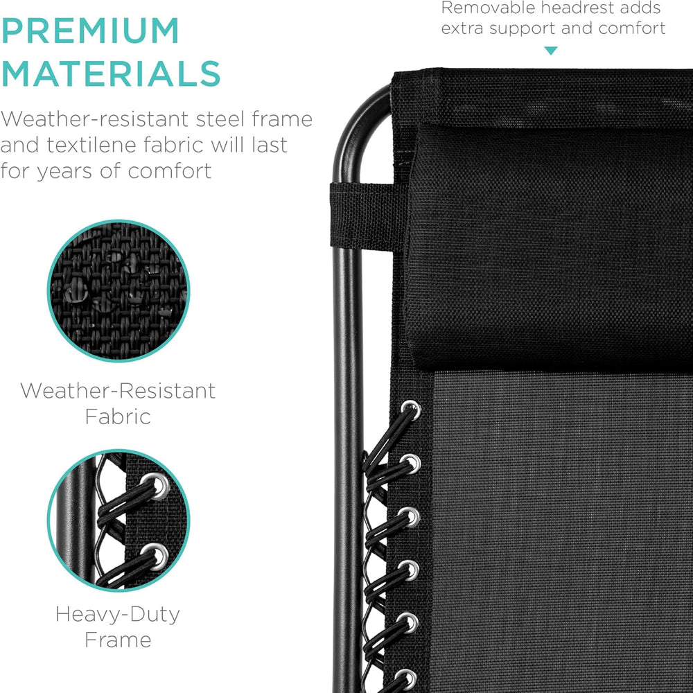 Best Choice Products Set of 2 Adjustable Steel Mesh Zero Gravity Lounge Chair...