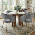 Grey Velvet Dining Chairs Gold Legs, Modern Dining Room Chairs with Arms Set of 4 Upholstered Accent Chair Armchair with Barrel Back for Kitchen Living Room
