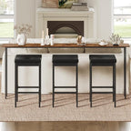 HOOBRO Bar Stools, Set of 3 Modern Black Rectangular Bar Chairs, 24.8-Inch Height, 2" Thick Upholstered Seat with High-Density Sponge, for Kitchen, Dining Room, Cafe, Bar Counter