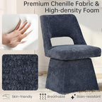 VKNOW Upholstered Swivel Dining Chairs Set of 2, Modern Dining Room Chairs with Open Back, Chenille Fabric Kitchen Chairs for Dining Room, Living Room, Bedroom, Vanity, Blue