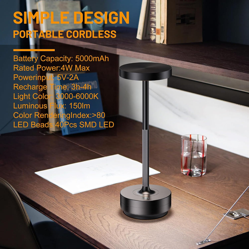 LED Cordless Table Lamp Rechargeable,Battery Powered Outdoor Table Light