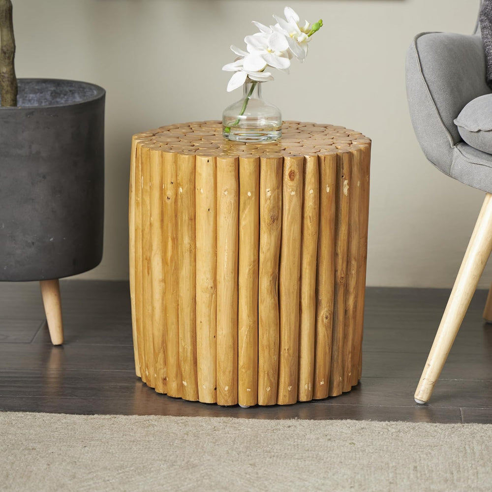 deco 79 Teak Wood Accent Table, Table 14" x 14" x 16", Brown