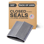 IDL Packaging Closed (Push Type) Seals for 5/8" Strap Width Steel Strapping (Pack of 1000) - Superior Holding Power - Sturdy Metal Clips for Reliable Securing of Packaging Banding