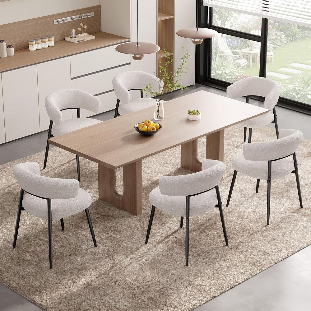 Dining Chairs Set of 6, Mid Century Modern Kitchen Chairs, Boucle Upholstered...