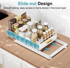 Under Sink Organizer, 2 Pack Pull Out Kitchen Cabinet Organizer, Mute Slide-Out Under Sink Organizers and Storage, Metal Kitchen Bathroom Organizers and Storage Shelves, White
