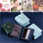 Vintage Magic Book-Shaped Ring Box Starry Sky Pattern PU Leather with Magnetic Closure for Proposal Engagement Gift (Green)