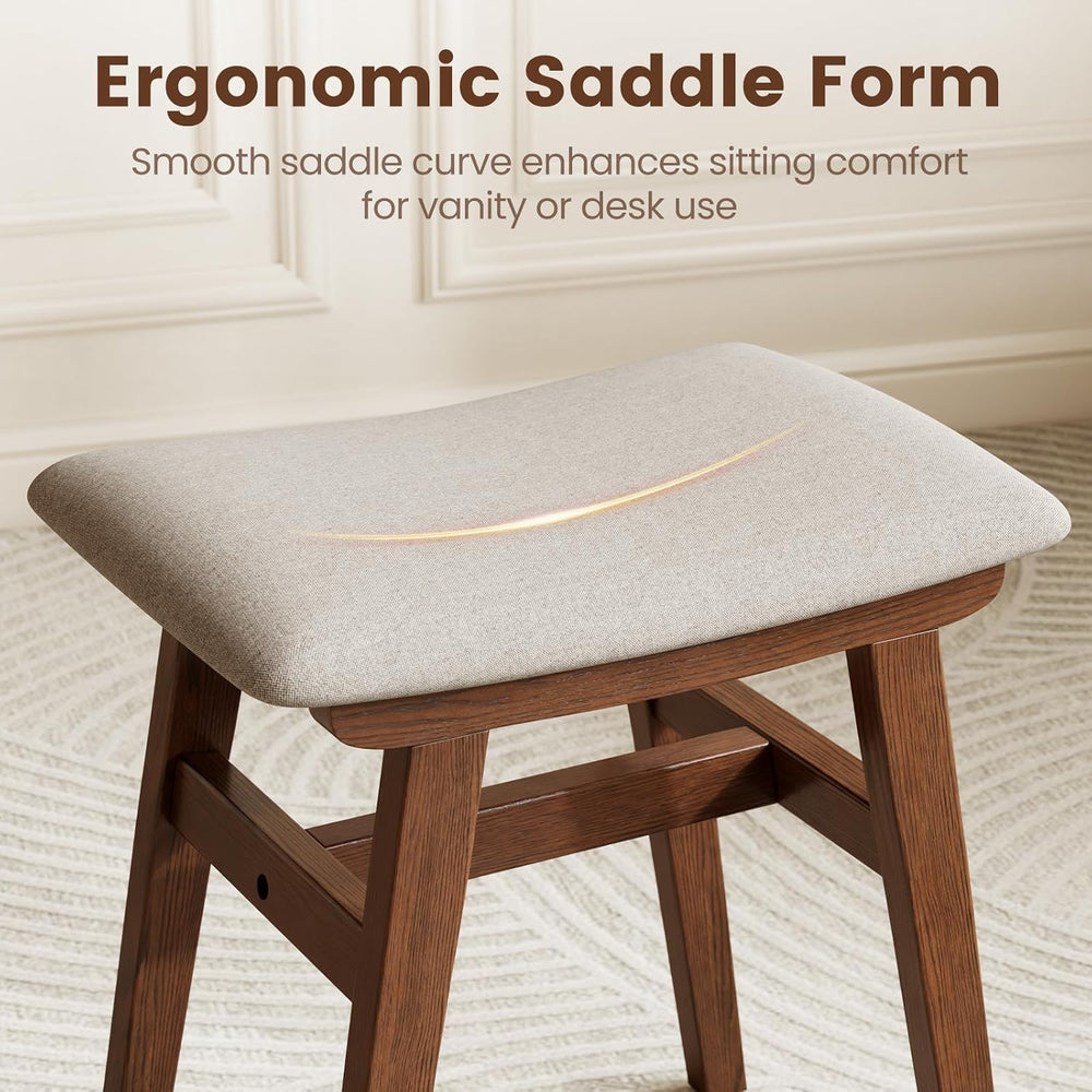 Solid Wood Small Vanity Stool Chair, Makeup Stools for Vanity Desk, Bathroom ...
