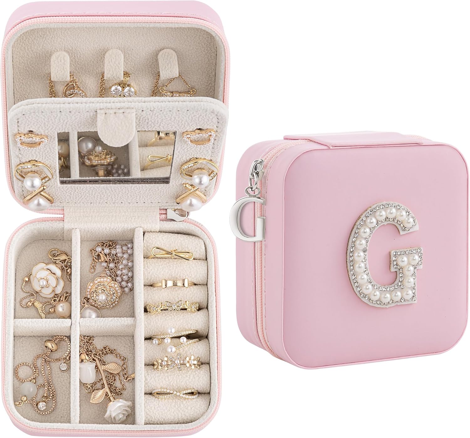 Birthday Gifts For Women, Initial Jewelry Box, Travel Jewelry Case, Gifts for Wife Girlfriend, Small Travel Jewelry Organizer, Gift for Girls, Graduation Gifts for Her, Bridesmaid Gifts