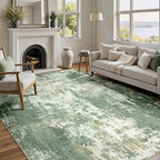 Washable Area Rugs 9'x12' Non-Slip Modern Abstract Soft for Living Room Entryway Bedroom Nursery, Print Pattern, Light Green/Yellow
