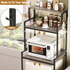 3-Tier Kitchen Bakers Rack with Adjustable Shelves, Freestanding Kitchen Microwave Stand with Storage, Split Design Coffee Bar Shelf for Home Office (Black Oak, 25.6")