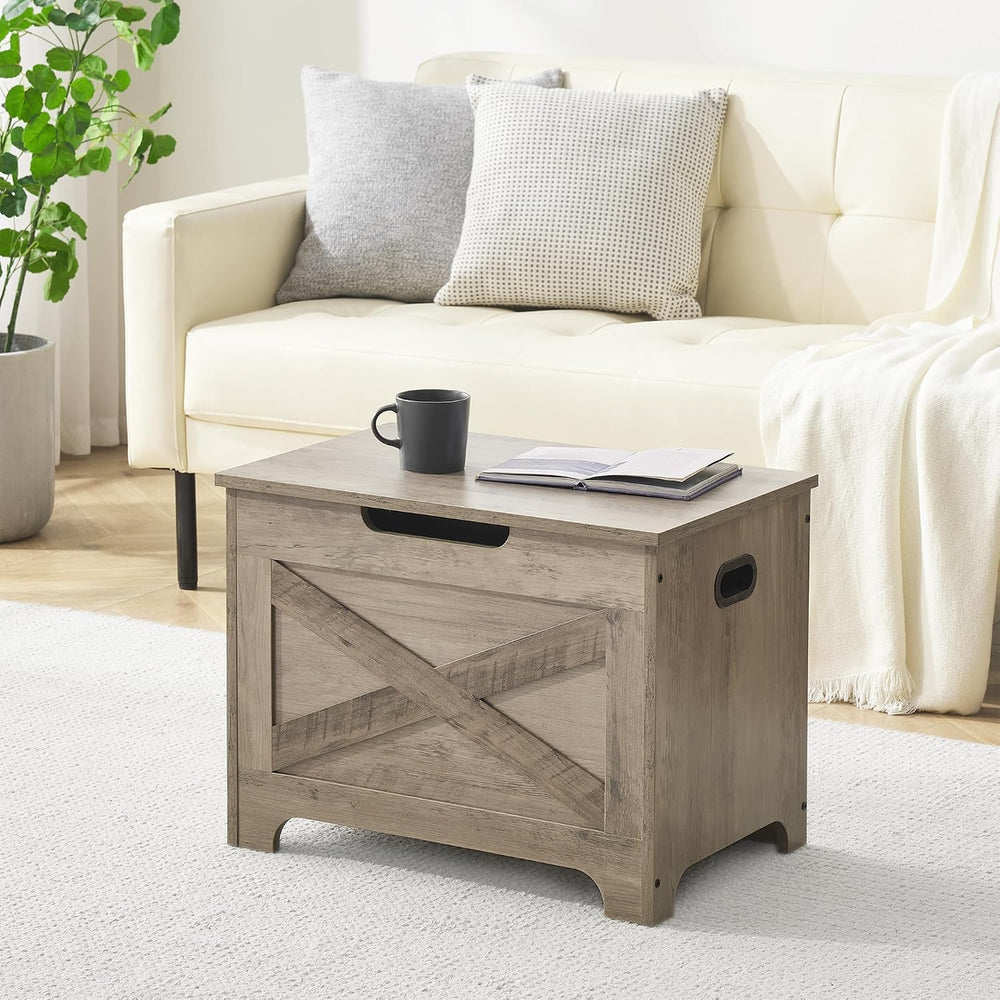 IDEALHOUSE 23.6" Storage Bench with 2 Safety Hinges, Grey | Retro Wooden...