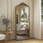 G-LEAF Vintage Baroque Full Length Floor Mirror 22"X65", Victorian Antique Mirror with Black Brush Gold Ornate Metal Frame for Fireplace Entryway Living Room Hallway Bathroom
