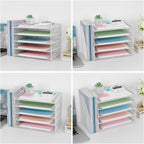 OPNICE 5-Tier Paper Organizer with Magazine Holder, Desk Organizers and Accessories, Office Desk Accessories & Workspace Organizers, Desktop File Organizer for Office Supplies Storage, White