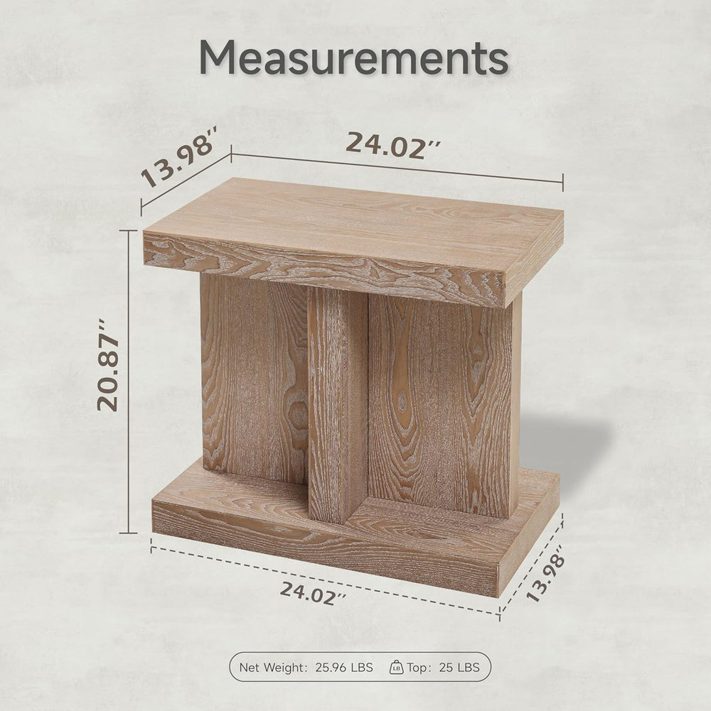 COZAYH Farmhouse Wood End Table with Open Base Shelf, Modern Minimalist Recta...