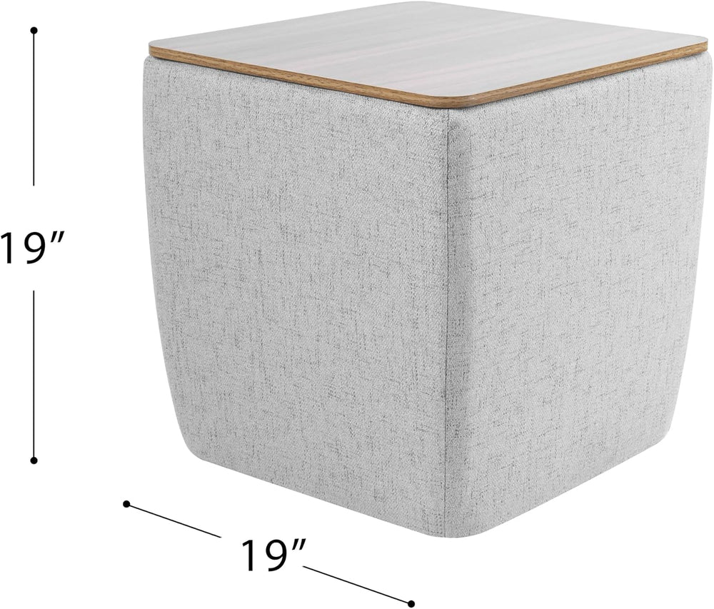 HomePop Home Decor Storage Ottoman with Wood Top|Upholstered Modern Square St...