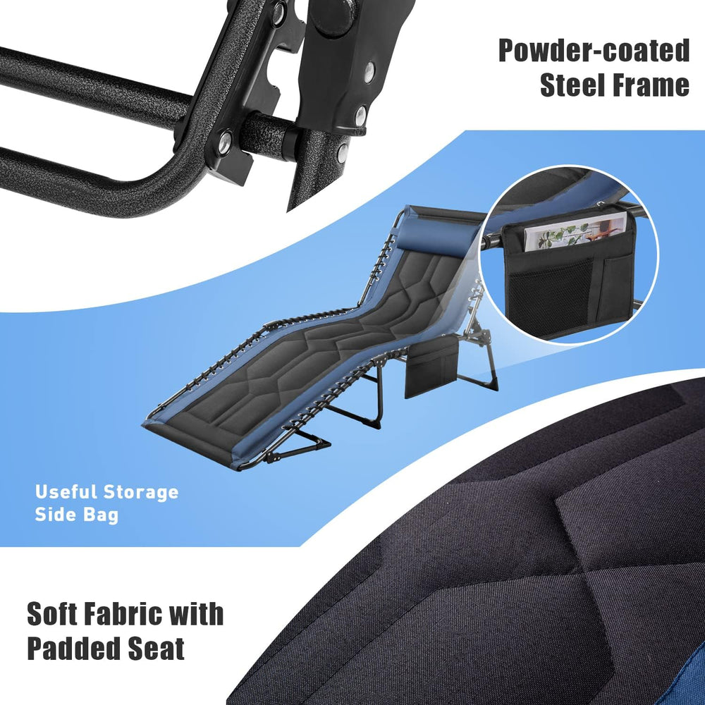 Flamaker Folding Chaise Lounge Outdoor Portable Lounge Chairs 4-Position Adju...