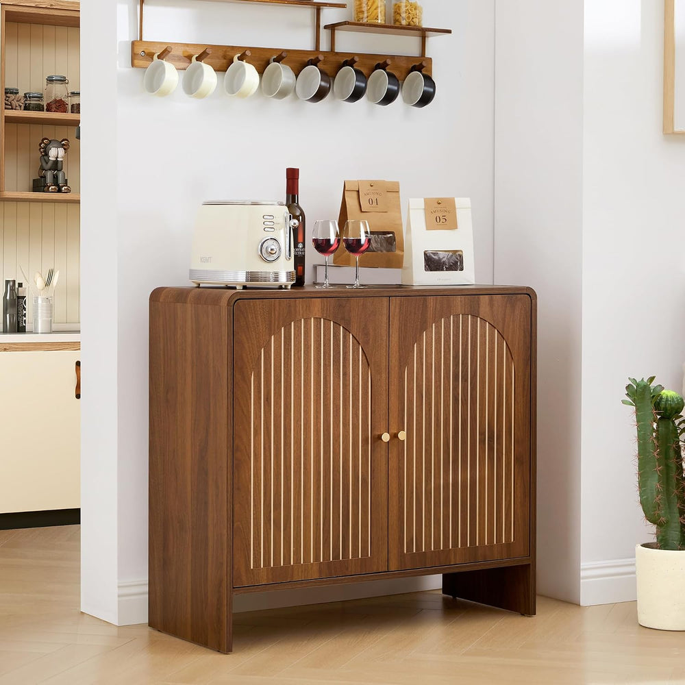 31.5" Buffet Cabinet with Storage, Walnut Buffet Storage Cabinet