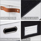 PRANDOM Foldable Storage Bins with Lids [3-Pack] Fabric Collapsible Storage Boxes Baskets Cubes Containers with Handles for Closet Living Room Bedroom (Black & White 14.9x9.8x9.8'')