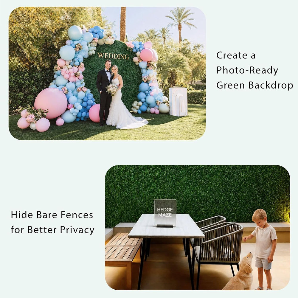 HEDGE MAZE 20" x 20" Durable Artificial Grass Wall Panels - 12PCS