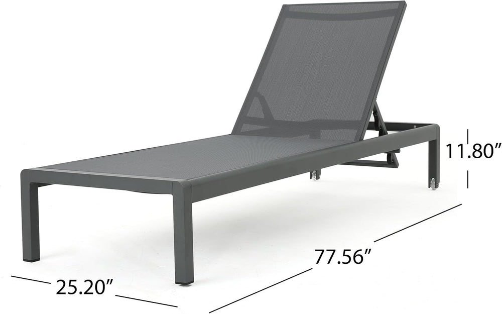 Christopher Knight Home Cape Coral Outdoor Aluminum Chaise Lounges with Mesh ...
