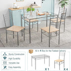 Giantex 5 Piece Dining Table Set, Kitchen Dining Set with Tempered Glass Table Top and 4 Chairs, Dinette Set for 4 for Breakfast Nook Dining Room Kitchen (Transparent)