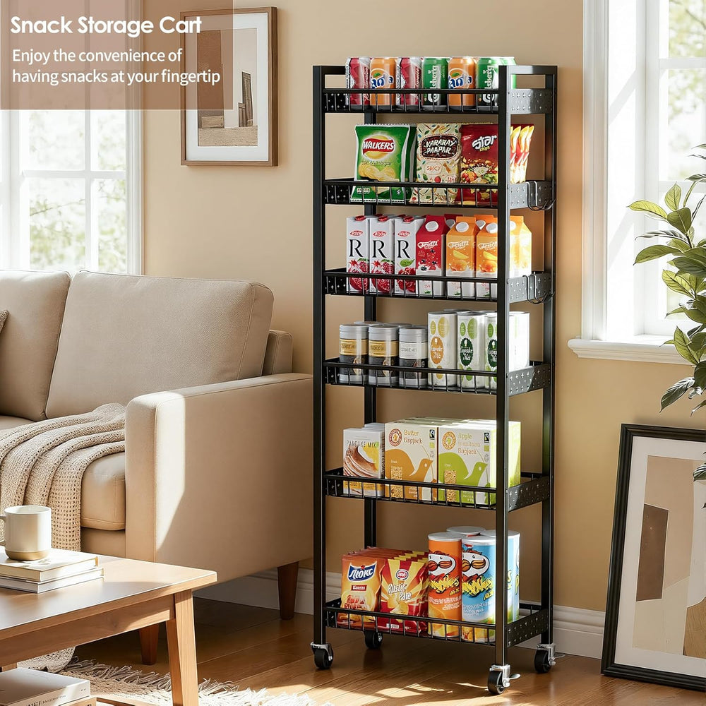 6 Tier Slim Storage Cart, Narrow Rolling Cart with Wheels, 10in(W) | Narrow M...