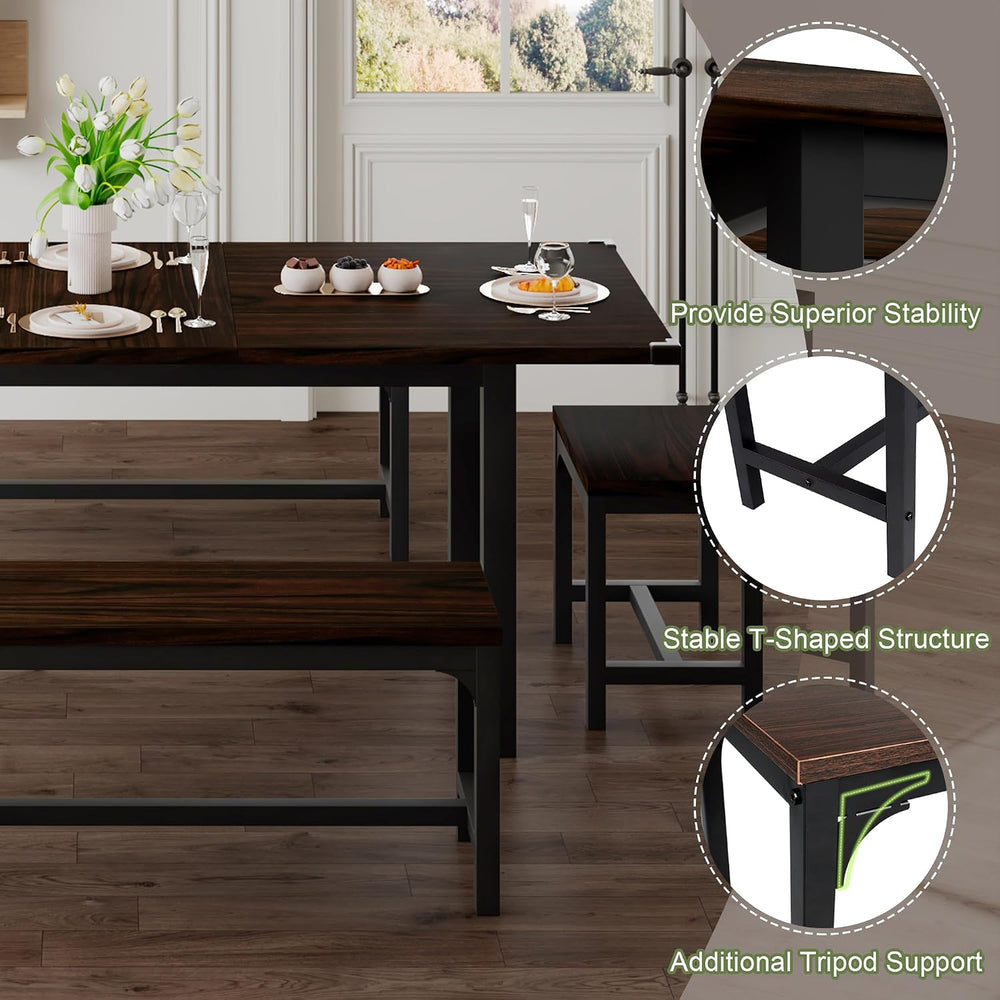 Feonase 5-Piece Dining Table Set for 4-8 People, 63" Extendable Kitchen ...