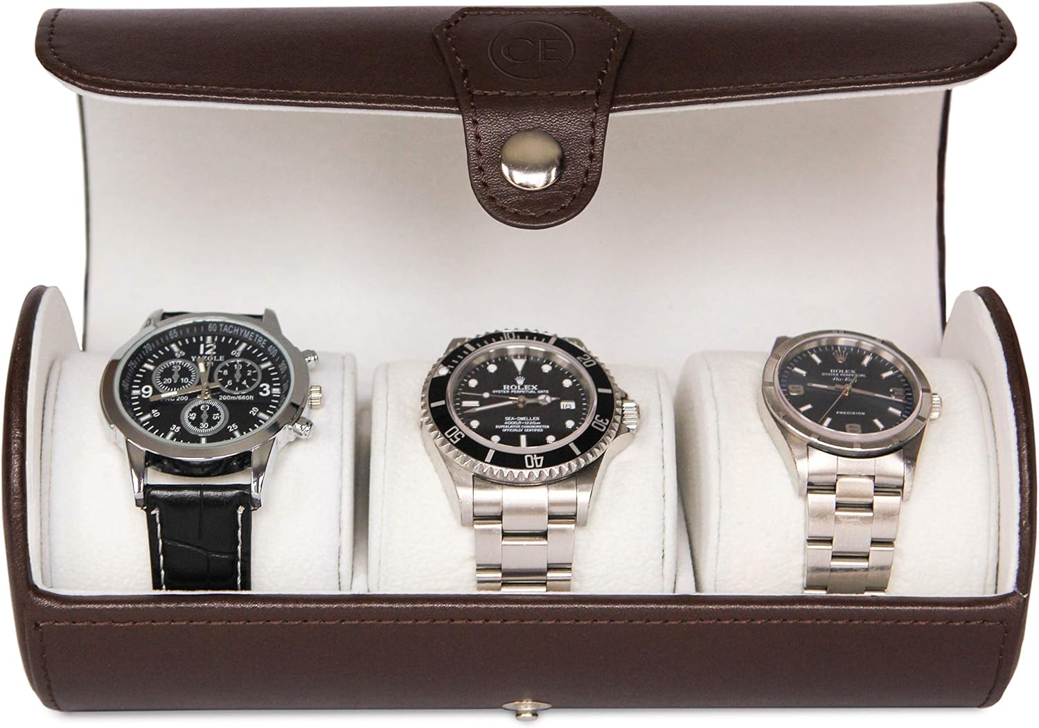 CASE ELEGANCE Travel Watch Case Roll Organizer for Men | Vegan Faux Leather Watch Display Case | Watch Display, Storage & Holder | Watch Case for Men's Watch Collection | Watch Holder for Men | Brown