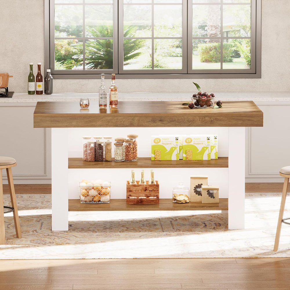 Tribesigns 55-Inch Kitchen Island with Storage, Farmhouse Center Island Table...