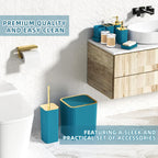 Bathroom Accessory Set - 25PC Teal Bathroom Set, Bathroom Set with Shower Curtain and Rugs, Bathroom Accessories Set, Shower Curtain Set, Trash Can & Soap Dispenser