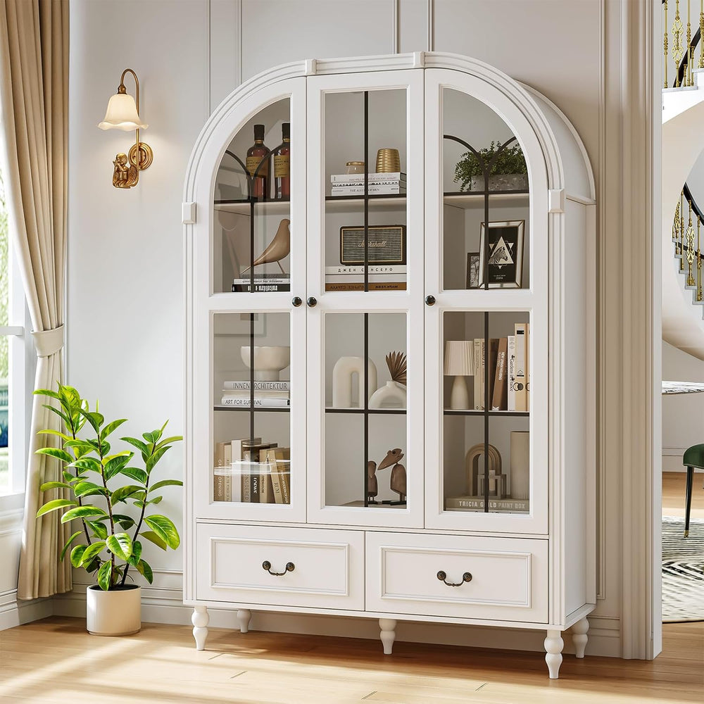 70.8'' Tall Arched Kitchen Pantry Cabinet, Large Farmhouse Storage Ca...