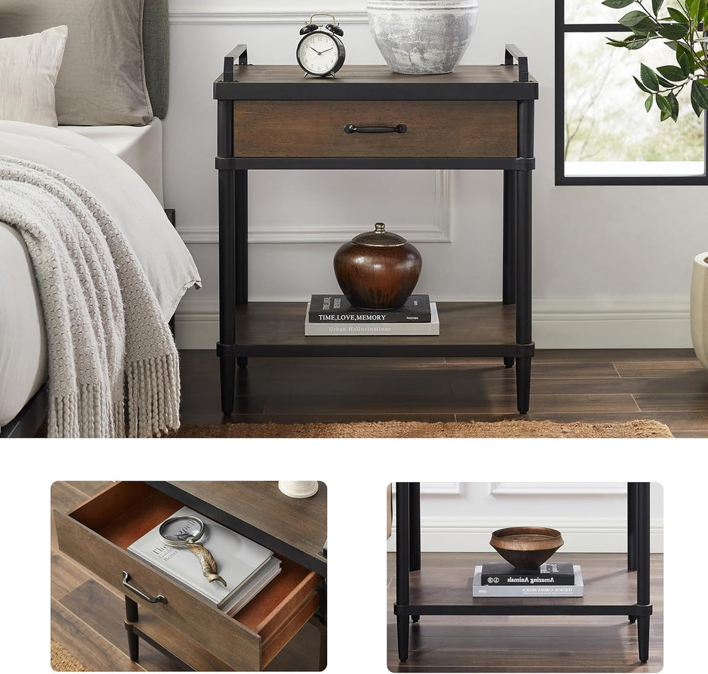 Art Leon Side Table - Mid Century Modern Night Stand, Bedside Table with Wood...