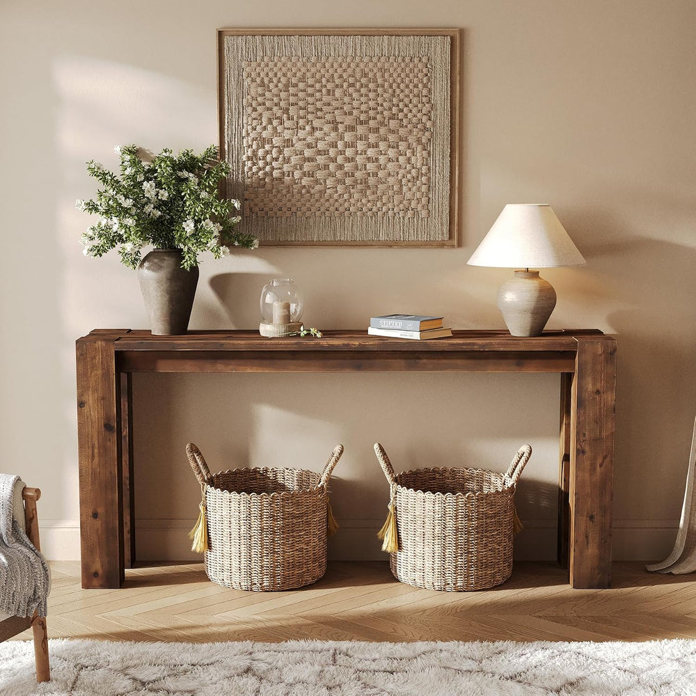 Solid Wood Console Table for Entryway, 70.9-Inch Extra Long Farmhouse Sofa Ta...