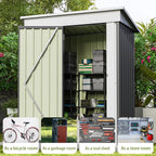 Patiowell 5x3 FT Outdoor Storage Shed, Garden Tool Shed with Sloping Roof and Lockable Door, Metal Shed for Backyard Garden Patio Lawn, Gray