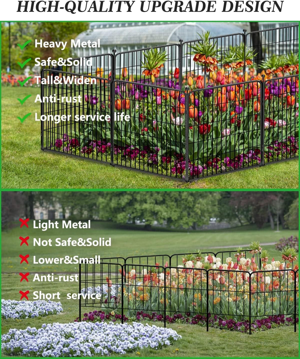 Decorative Black Metal Fencing Garden Fence with Gate, 4.5ft(L) 32in(H) 2 Fen...