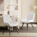 Modern Dining Chairs Set of 2,Upholstered Dining Room Chairs with Thick Cushions,Fabric Comfy Dining Chairs with Metal Legs for Dining Room White