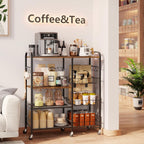 HapiRm Rolling Kitchen Microwave Cart - 4 Tier Microwave Table Stand with Pull-Out Baskets, Coffee Bar Baker's Rack with Wheels Rolling Storage Cart Organizer Shelf for Living Room Office, Balcony