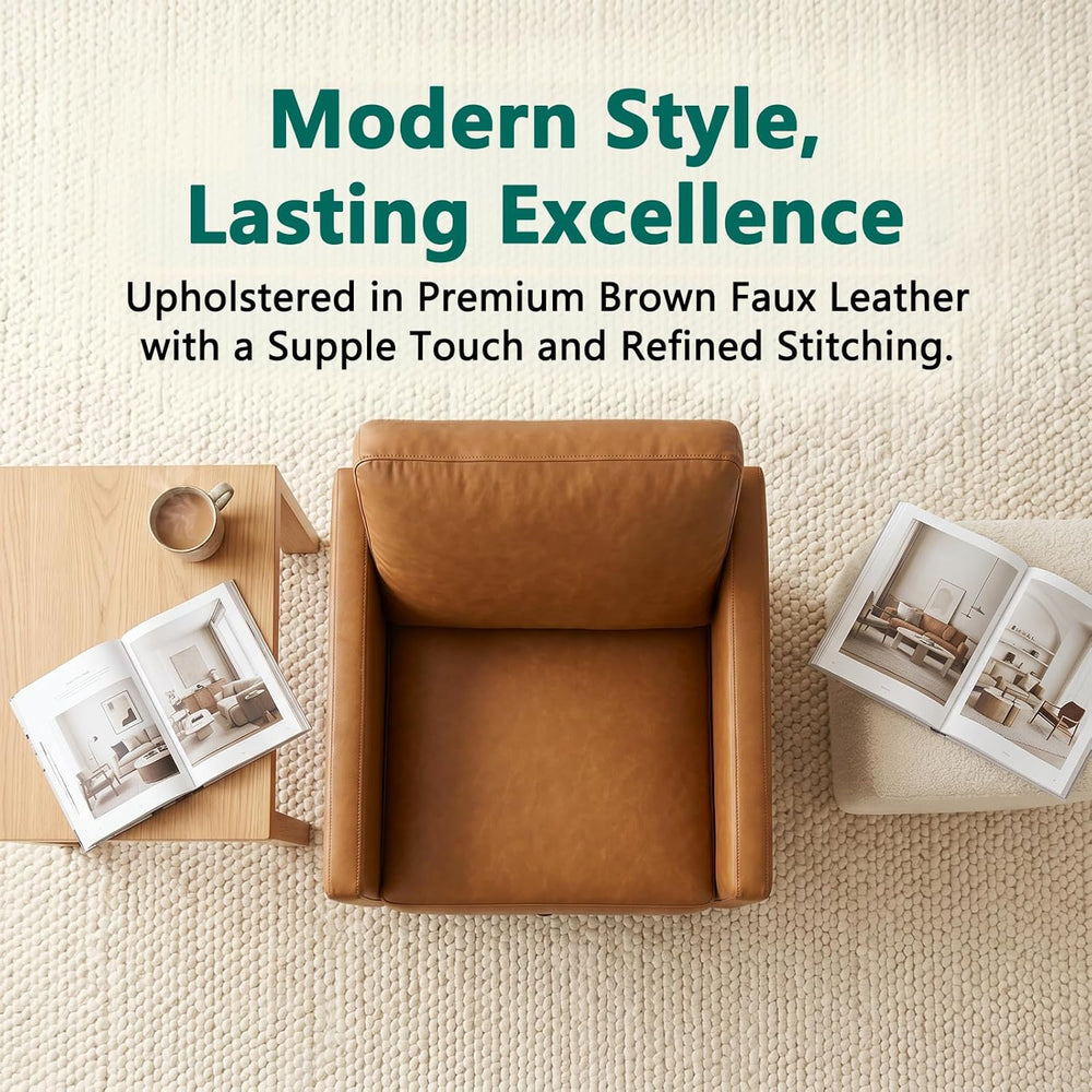 Swivel Accent Chair with Hidden Storage, Mid Century Modern Square Armchair, ...