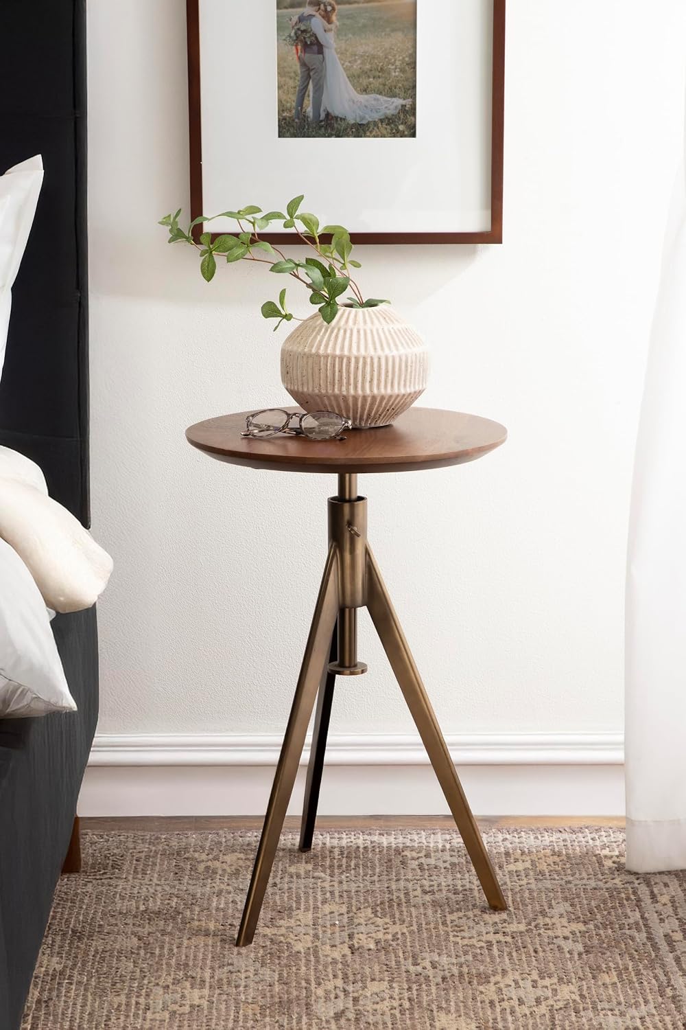 Kate and Laurel Keres Mid-Century Adjustable-Height Round Pedestal Side Table...