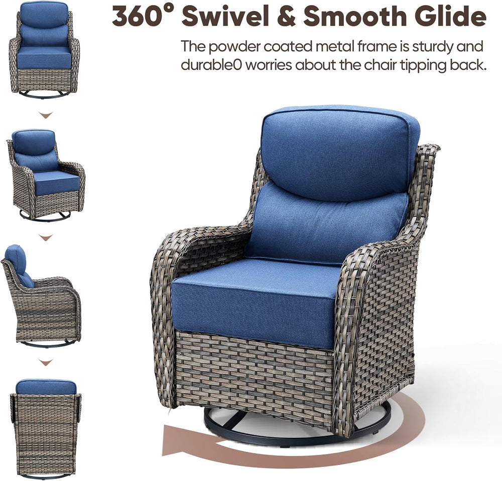 Swivel Patio Chairs sofa Set of 4 with 6" Thick Cushion - Wicker Outdoor...
