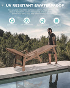 SERWALL HDPE Outdoor Lounge Chair Set of 4 with Cup Holder, Brown | with 5 Position Adjustable Backrest & Rolling Wheels