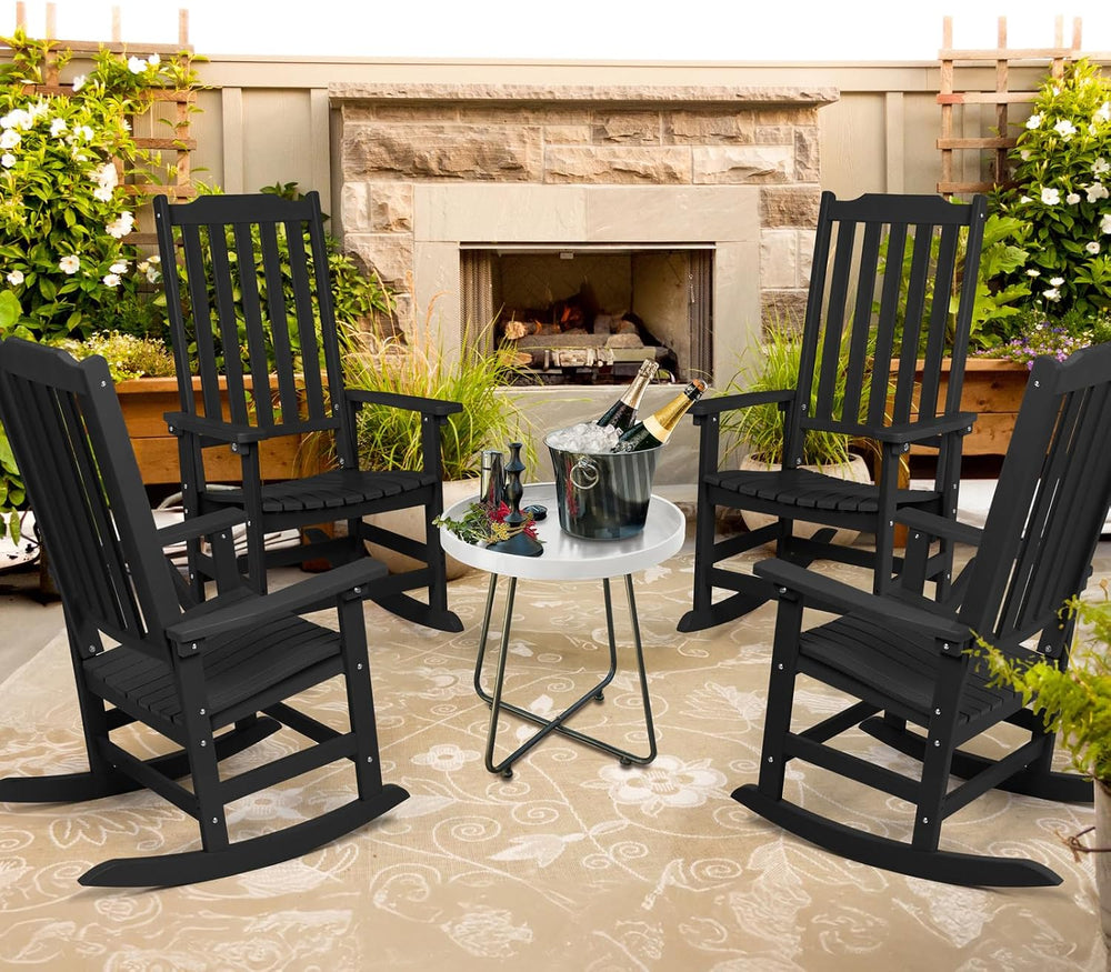 Oversized All-Weather Outdoor Rocking Chairs Set of 2, Patio Rocker | Ergonom...