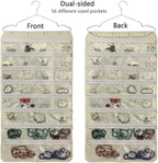 BB Brotrade Hanging Jewelry Organizer,Accessories Organizer,56 Zipper Pocket Organizer for Holding Jewelries (Beige-Zipper)