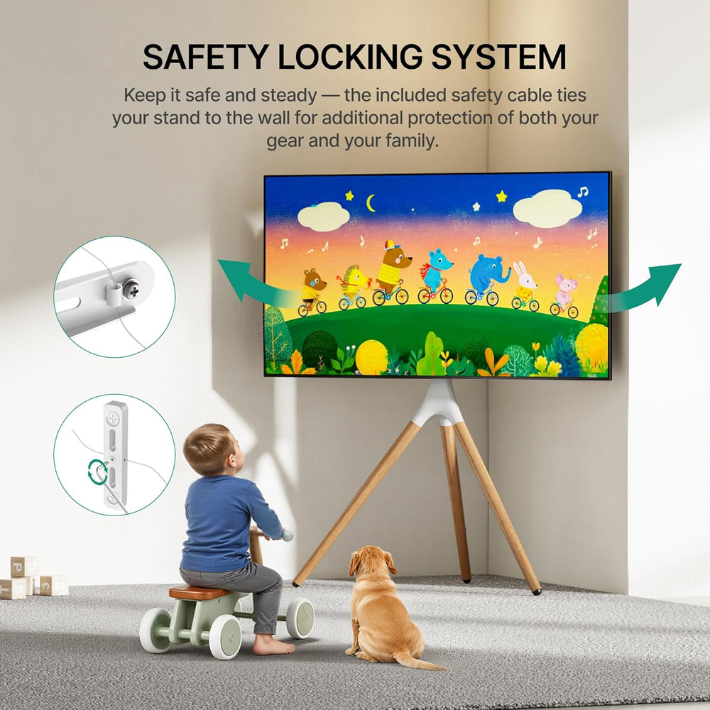 Artistic Easel TV Stand for 43-65 Inch TVs, 180° Swivel Tripod TV Stand up to...