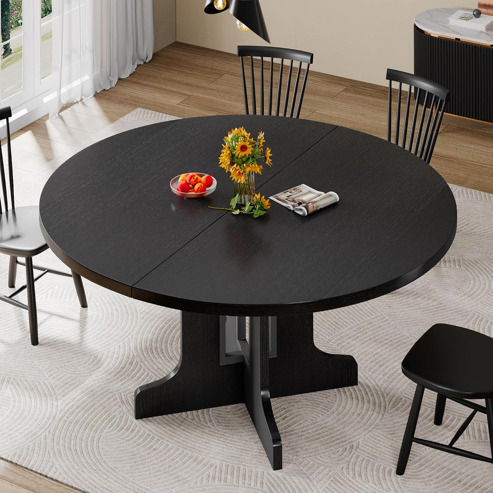 Feonase 43.3-59" Round Extendable Dining Room Table for 4-6, Modern Oval...